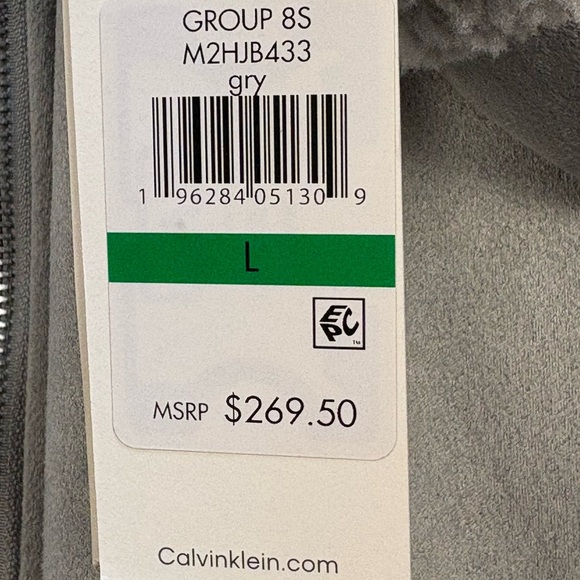 Calvin‎ Klein Rolled Cuff Faux Suede Sherling Jacket Women's Large Gray Thick - Picture 9 of 10